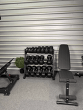 5-45lb rubber dumbbells with rack and adjustable bench Combo