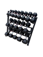 5-45lb rubber dumbbells with rack and adjustable bench Combo