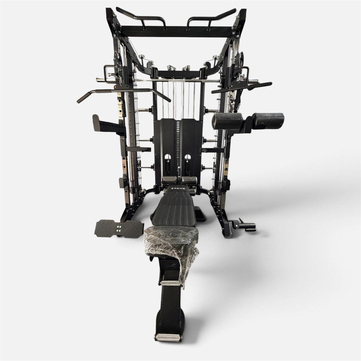 Complete smith machine with dual weight stack, Commercial bench and all attachments