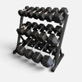 New pair of 5,10,15,20,25,30,40,50,60lb  rubber dumbbells + rack.