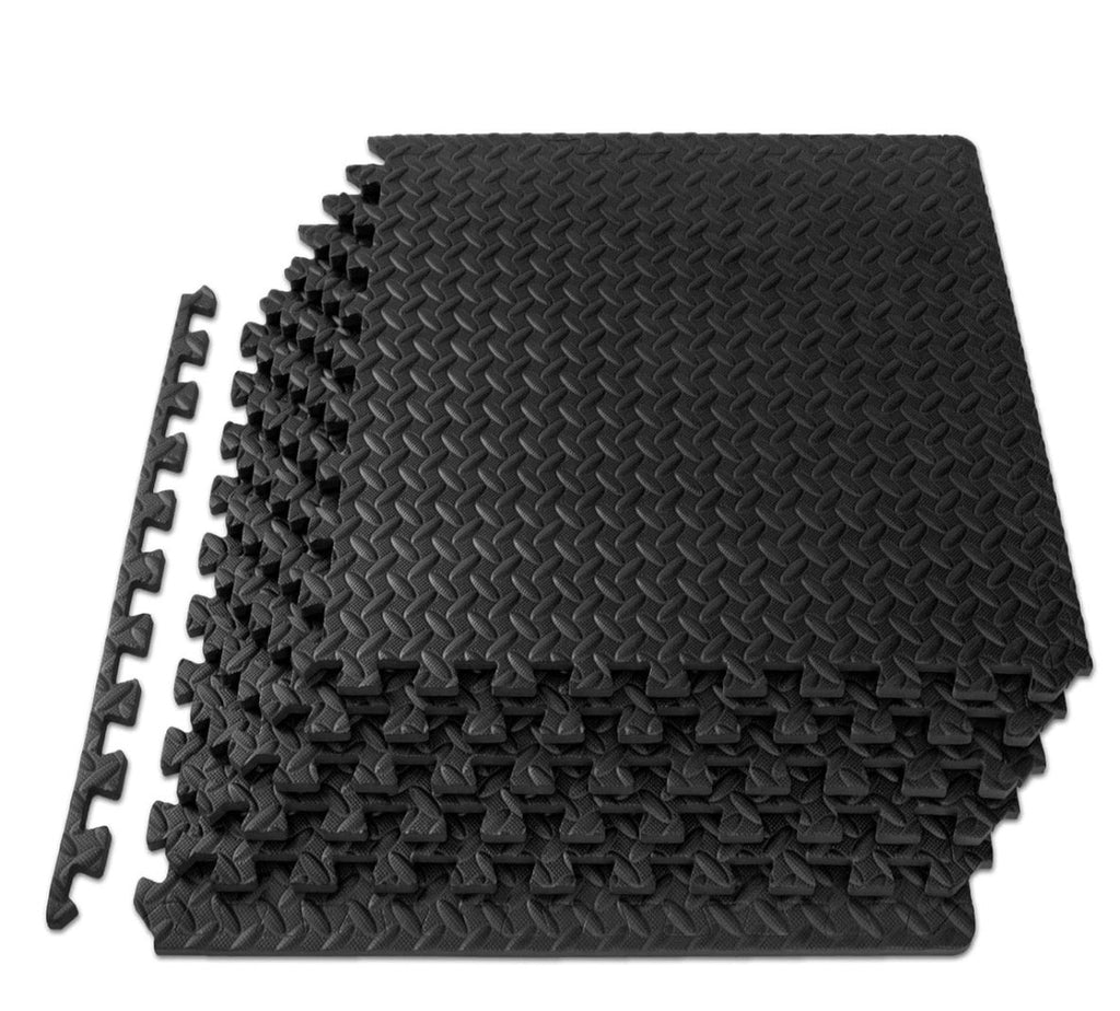 5-45lb rubber dumbbells with rack, comercial adjustable bench, set of 15-35lb kettlebells and 10 package of foam mats