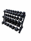 Pair of 10-50,60,70lb Hex Rubber Dumbbells Set with Rack