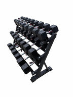 Pair of 10-50,60,70lb Hex Rubber Dumbbells Set with Rack
