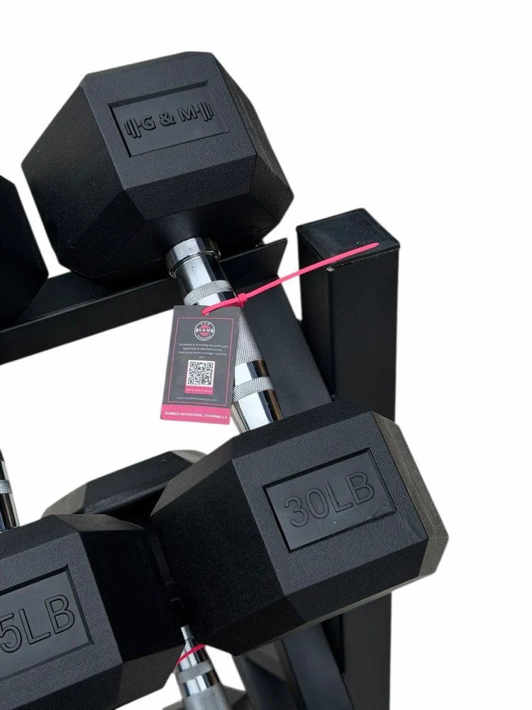 Pair of 10-50,60,70lb Hex Rubber Dumbbells Set with Rack