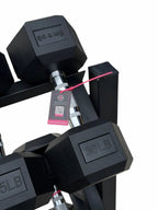 Pair of 10-50,60,70lb Hex Rubber Dumbbells Set with Rack