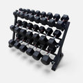 Pair of 10-50,60,70lb Hex Rubber Dumbbells Set with Rack