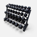 Pair of 10-50,60,70lb Hex Rubber Dumbbells Set with Rack