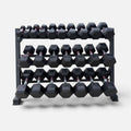 Pair of 5-60lb Hex Rubber Dumbbells Set with Rack