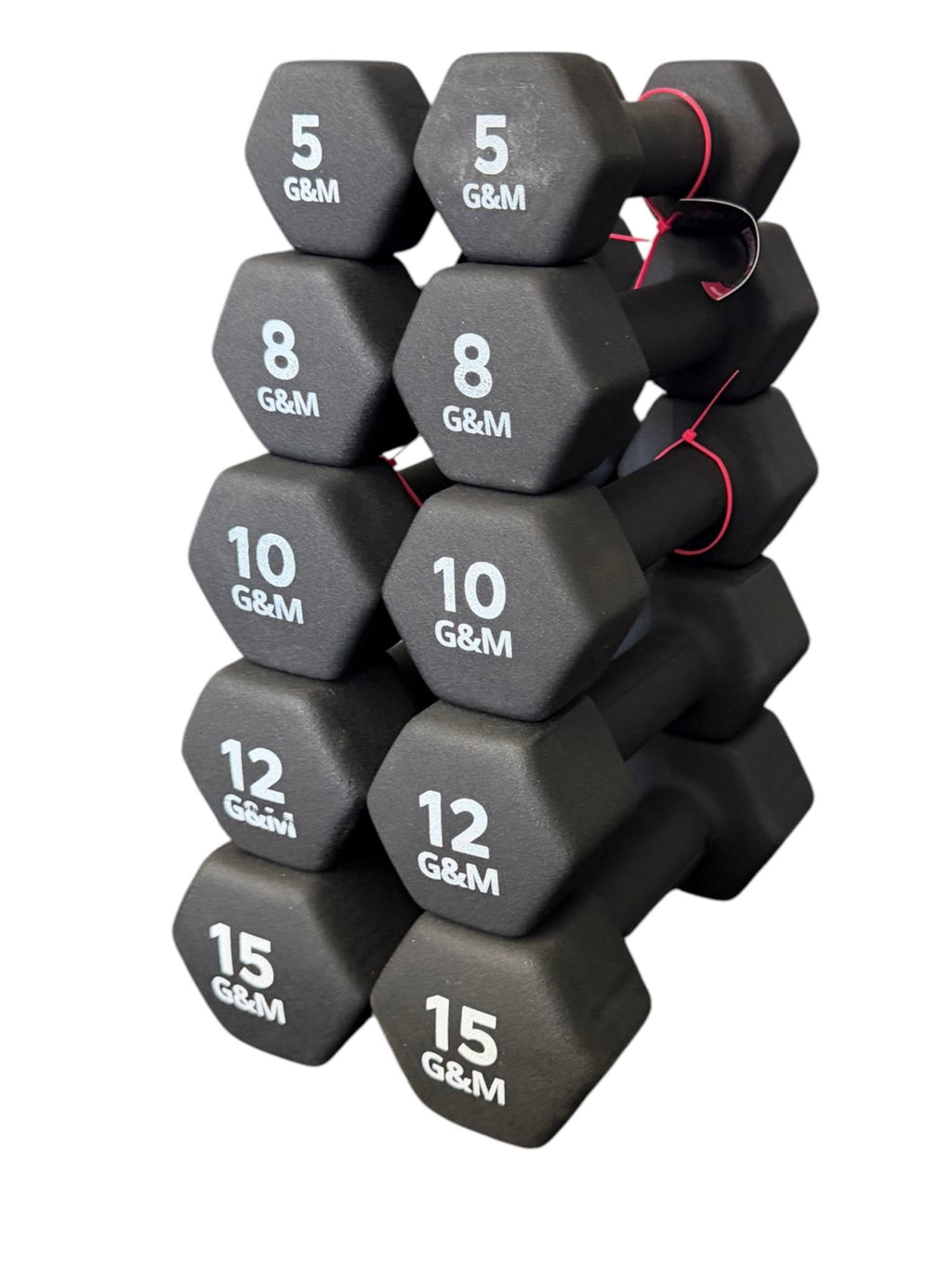 Pair of 5,8,10,12,15lb neoprene dumbbells